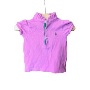 Ralph Lauren baby girls top 9 months pink cotton blend made Peru ruffle collar